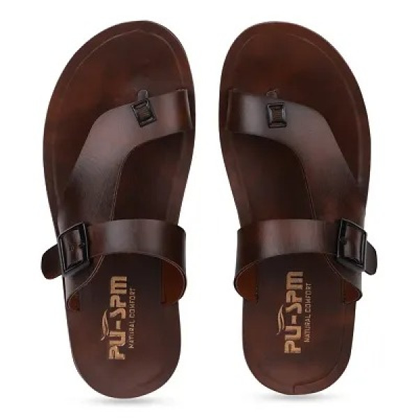 GR-Trendy Brown Solid Synthetic Men's Stylish Casual Sandals