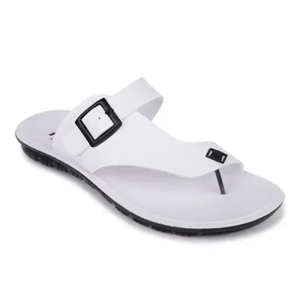 GR-Trendy White Solid Synthetic Men's Stylish Casual Sandals