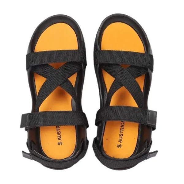 GR-Solid Comfort Classic Canvas Sandals for Men-Black