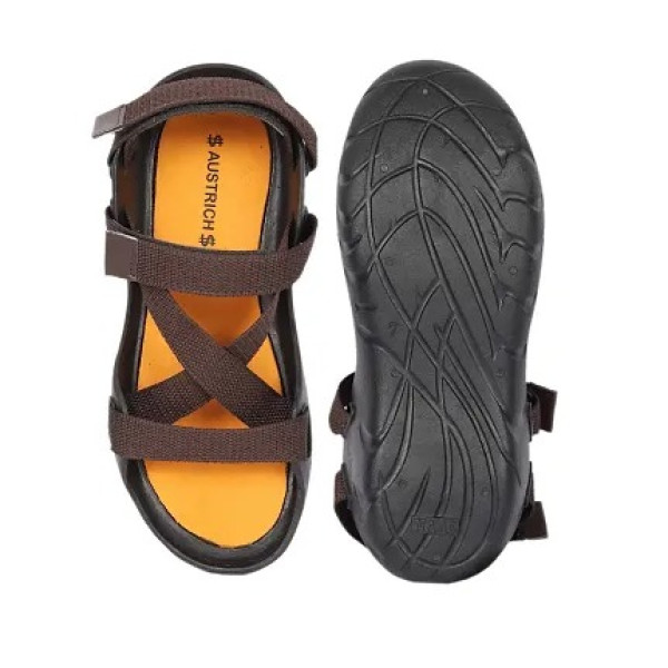 GR-Solid Comfort Classic Canvas Sandals for Men-Brown