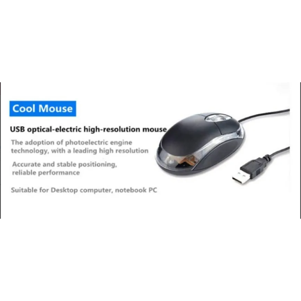 GR-Electric High Resolution Plug & play wired USB optical mouse optical wired mouse (USB 2.0, Black)