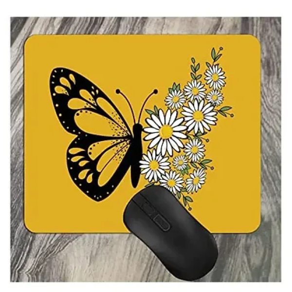 GR-Mustard Butterfly Printed Wrist Rest Gel Foam P...