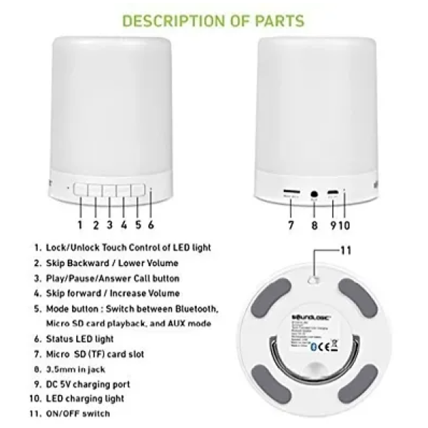 GR-Smart Music Lamp Touch Led Lamp Multifunctional Handsfree Bluetooth Multicolor Amr Bluetooth Speakers