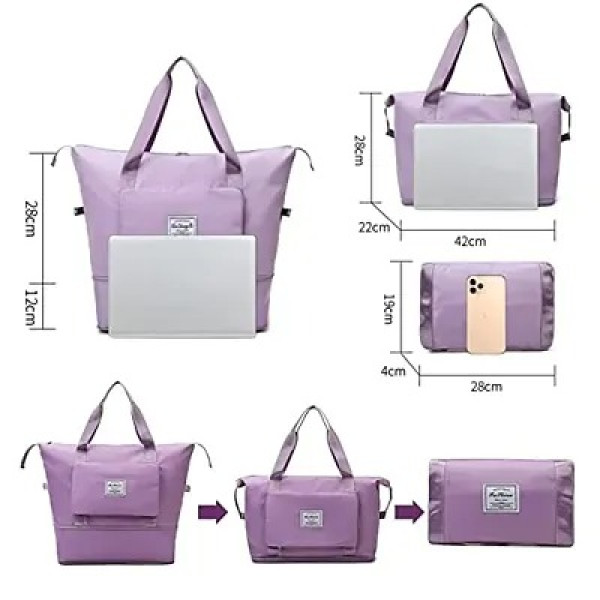 GR-Sparrowfly Nylon Foldable Lightweight Travel Duffle Bag for Women (40 x 23 x 45cm) (Light Purple)