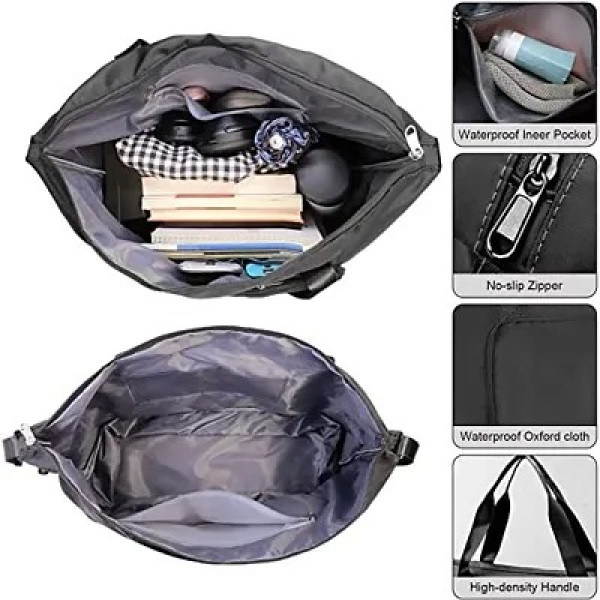 GR-Sparrowfly Nylon Foldable Lightweight Travel Duffle Bag for Women (40 x 23 x 45cm) (Black)