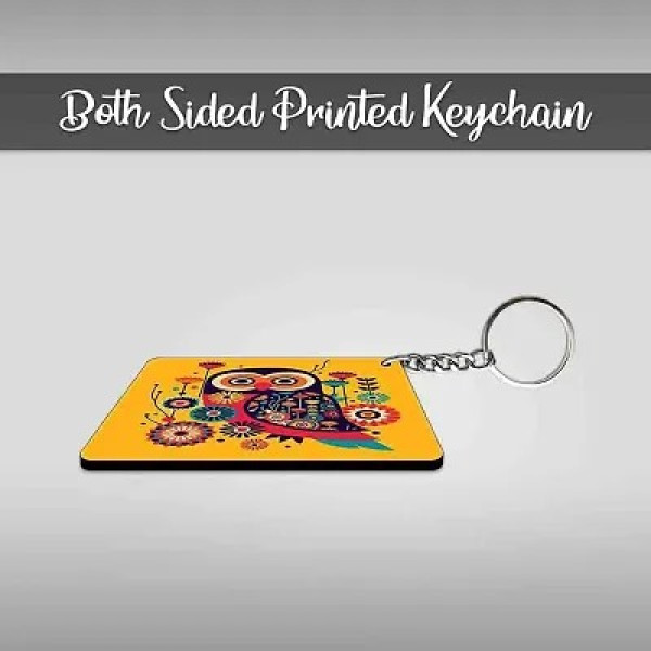 GR-Owl Art Printed Square Keyring Perfect Gift Keychain for Bag Wallet Purse Bike Car Cycle Lock Key House Keys