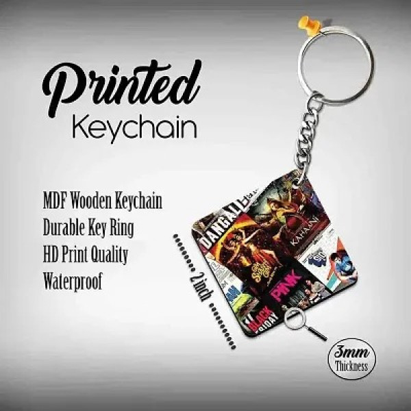 GR-Printed Square Keyring Perfect Gift Keychain for Bag Wallet Purse Bike Car Cycle Lock Key House Keys-Om Shanti Om