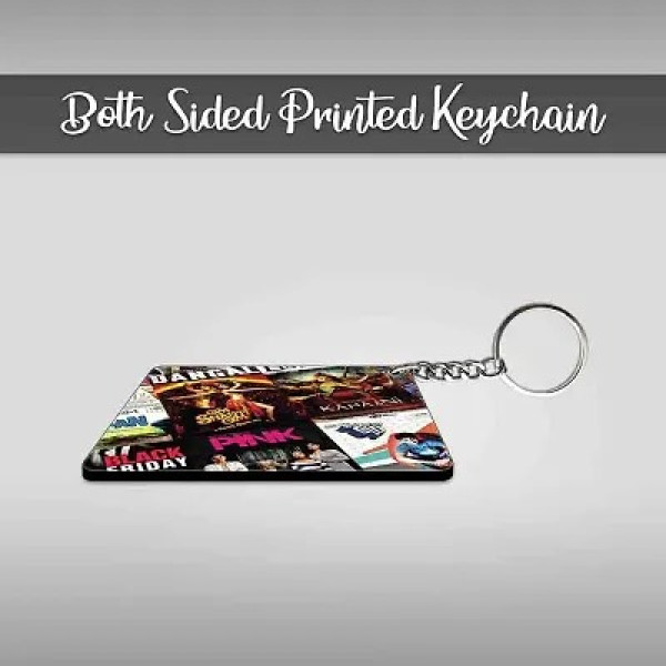 GR-Printed Square Keyring Perfect Gift Keychain for Bag Wallet Purse Bike Car Cycle Lock Key House Keys-Om Shanti Om