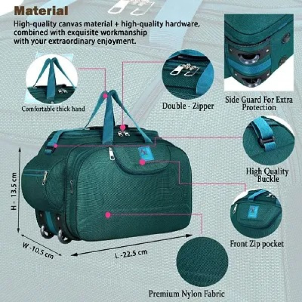 GR-Green Fancy & Stylish Solid Polyester Luggage Travel Bags With 2 Wheels