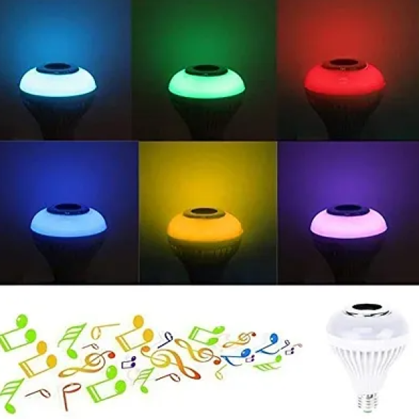 GR-Multi Coloured Lights Smart Bulb Bluetooth Speaker 4.0 Home Decorating E27 Bulb 6W Smart Bulb [Premium Product]