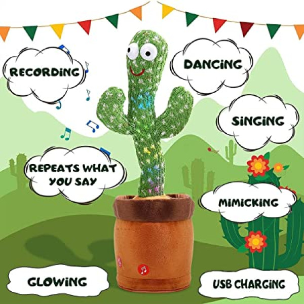 Cactus Toy Dancing Cactus Talking Toy,Cactus Plush Toy (Pack Of 1) [Low Budget Product]