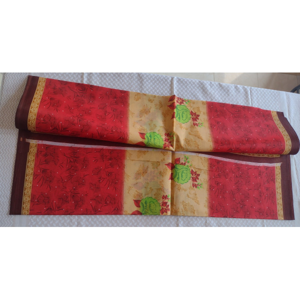 24 Vedic Multicolor Digital Print Cotton Saree Without Blouse-5.5 meter long[Red color]