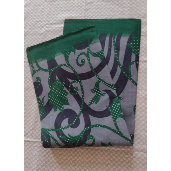 24 Vedic Women's Pure Cotton Printed Saree Without Blouse Piece-Green color 5.5 meter-Regular wear