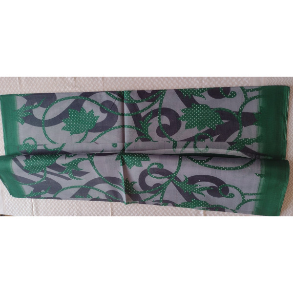 24 Vedic Women's Pure Cotton Printed Saree Without Blouse Piece-Green color 5.5 meter-Regular wear