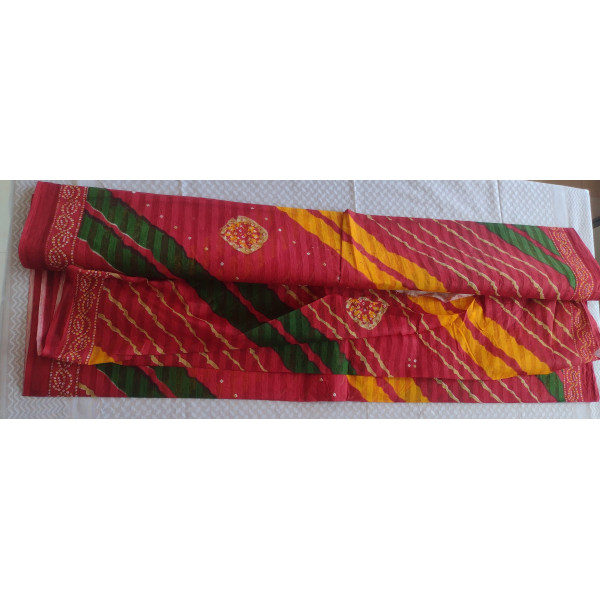 24 Vedic Bandhani Women Pure Cotton Printed Saree [without blouse] 5.5 meter multicolor sari