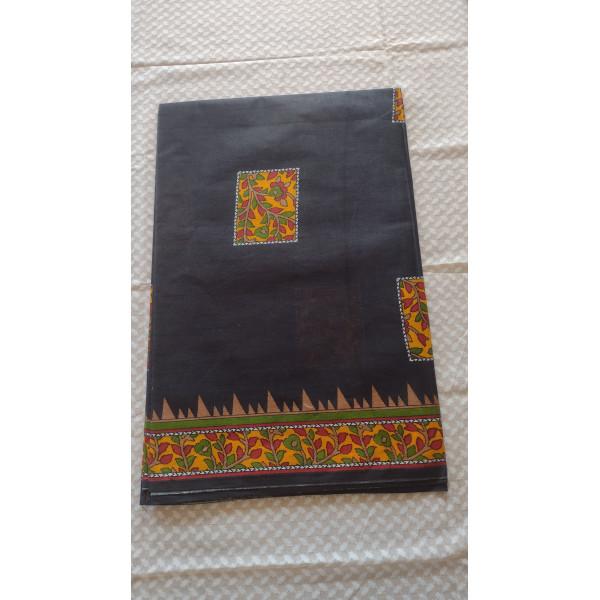 24 Vedic Floral Print Pure Cotton Saree Block Desi...