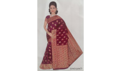 24 Vedic Women's Silk blend Golden Zari Woven Bana...