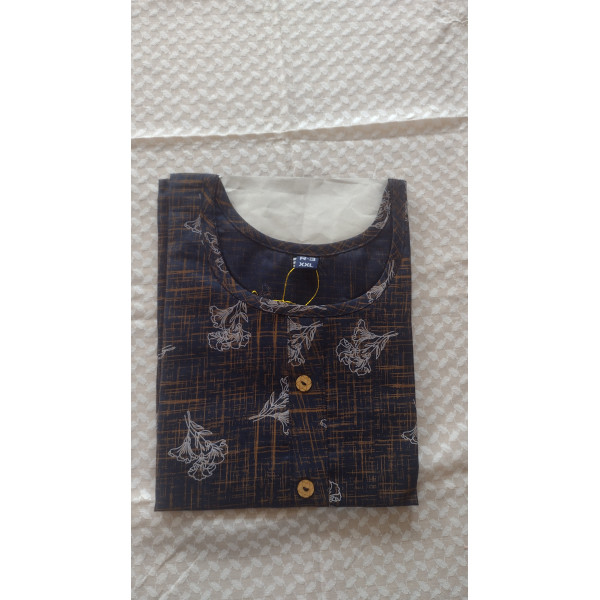 24 Vedic Cotton Blend Floral Printed Stitched Kurt...