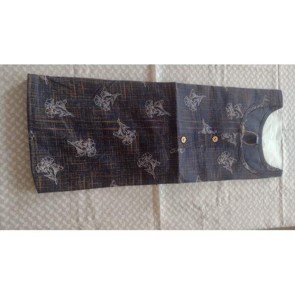 24 Vedic Cotton Blend Floral Printed Stitched Kurti Round neck with 3/4th sleeves[Color-Blue]