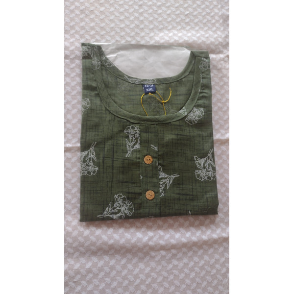 24 Vedic Cotton Blend Floral Printed Stitched Kurt...