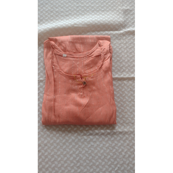 24 Vedic Peach Color Stiitched Women's Cotton Stra...