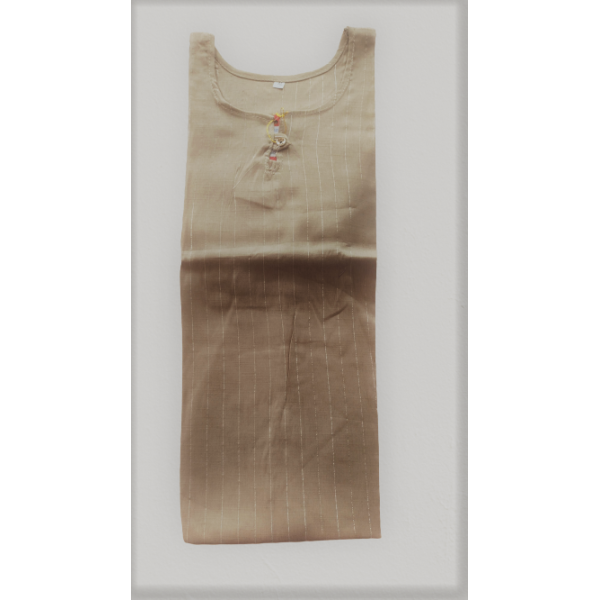 24 Vedic Brown Color Stitched Women's Cotton Straight Kurta with Knee length & three quarter sleeve