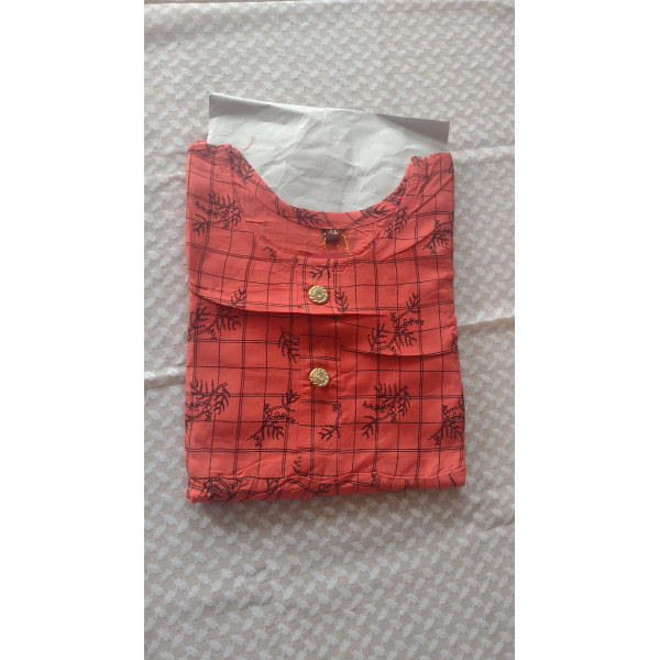 24 Vedic Women Checkered Cotton Flared Kurta 3/4 S...