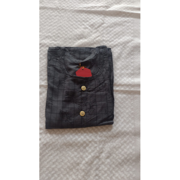 24 Vedic Women Checkered Cotton Flared Kurta 3/4 S...