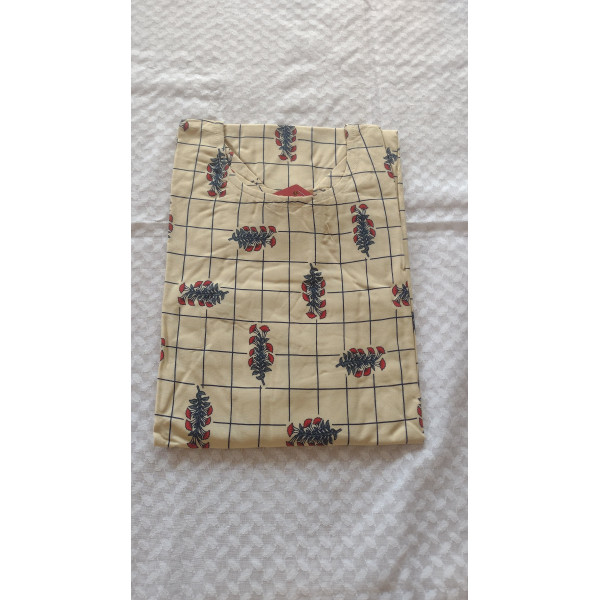 24 Vedic Beige Checkered Printed A-Line Straight K...