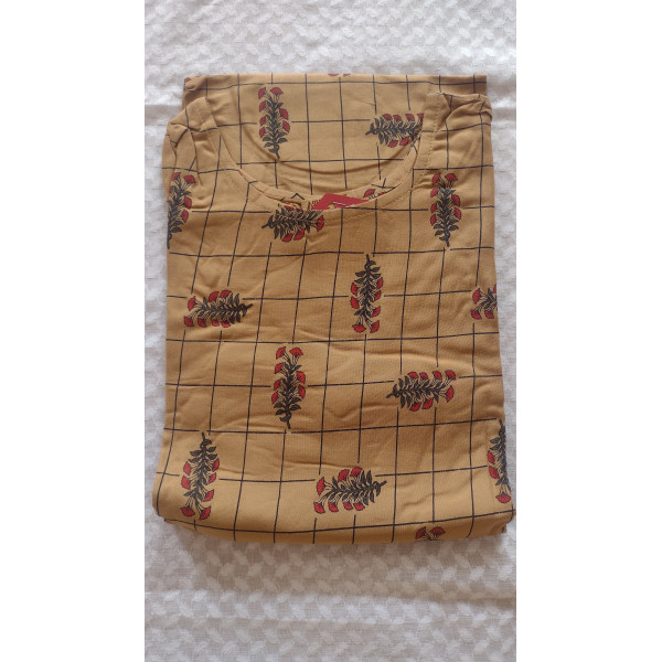 24 Vedic Brown Checkered Printed A-Line Straight K...