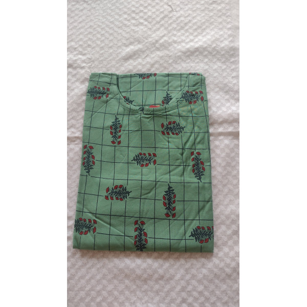 24 Vedic Green Checkered Printed A-Line Straight K...