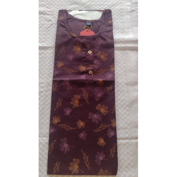 24 Vedic Latest Cotton Floral Printed Straight Kurti for Womens 2XL Regular Sleeves [Purple Color]
