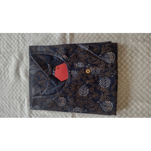 24 Vedic Linen Fabric White leaf Design Printed St...