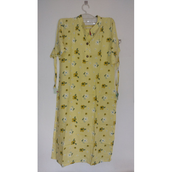 24 Vedic Medium Floral print Collar Kurti for Girls & Women [color: yellow]