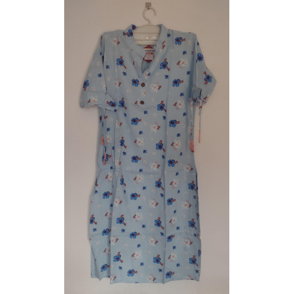 24 Vedic Medium Floral print Collar Kurti for Girls & Women [color: Blue]