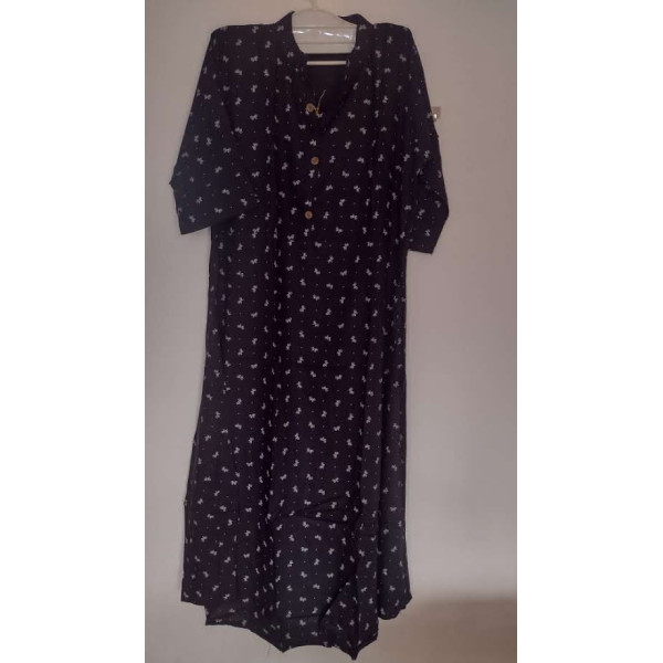 24 Vedic Women's Rayon Printed A-Line Kurti with buttoned round neck style [Premium Product]