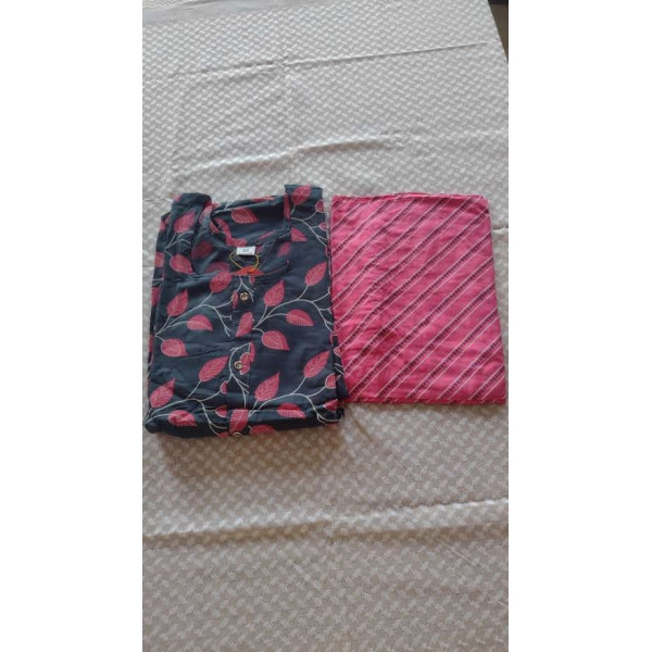 24 Vedic Women's Cotton Blend Leaf Printed Straigh...