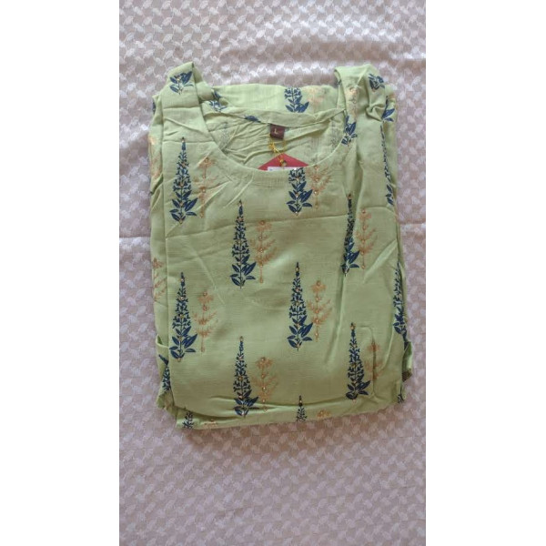 24 Vedic Women Rayon Straight Round Neck Motif Design Printed Kurta & Palazzo Set with Dupatta[Color-Green]