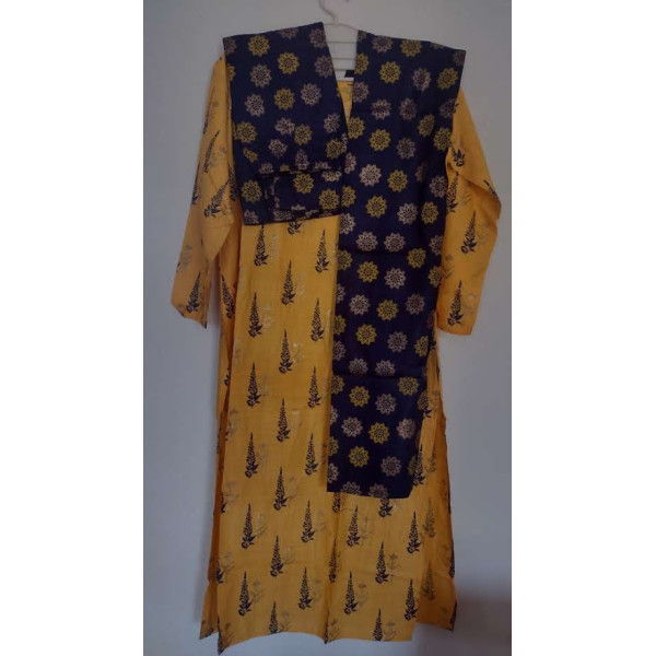 24 Vedic Women Rayon Straight Round Neck Motif Design Printed Kurta & Palazzo Set with Dupatta[Color-Yellow]