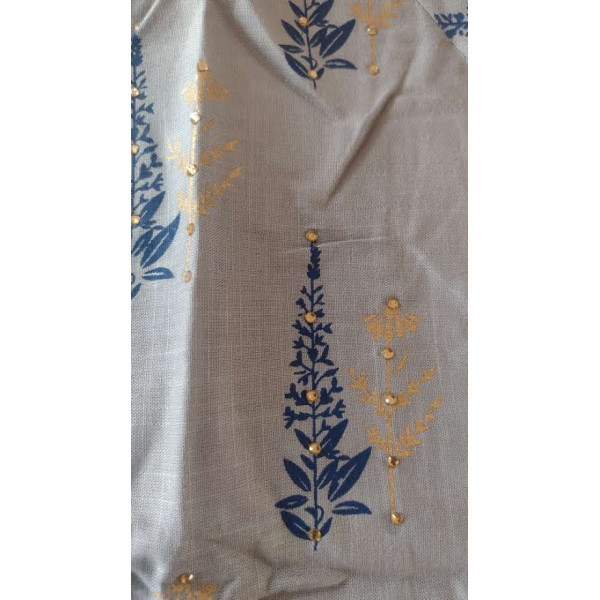 24 Vedic Women Rayon Straight Round Neck Motif Design Printed Kurta & Palazzo Set with Dupatta[Color-Grey]