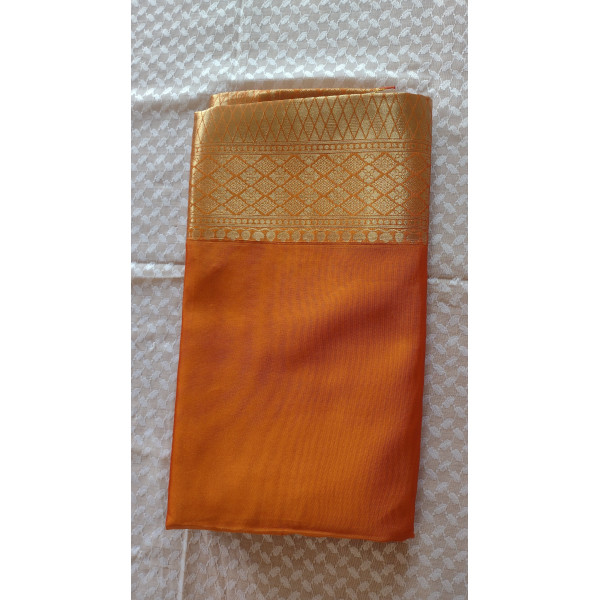 Pure Kanjeevaram Woven Silk Saree in Yellowish Ora...