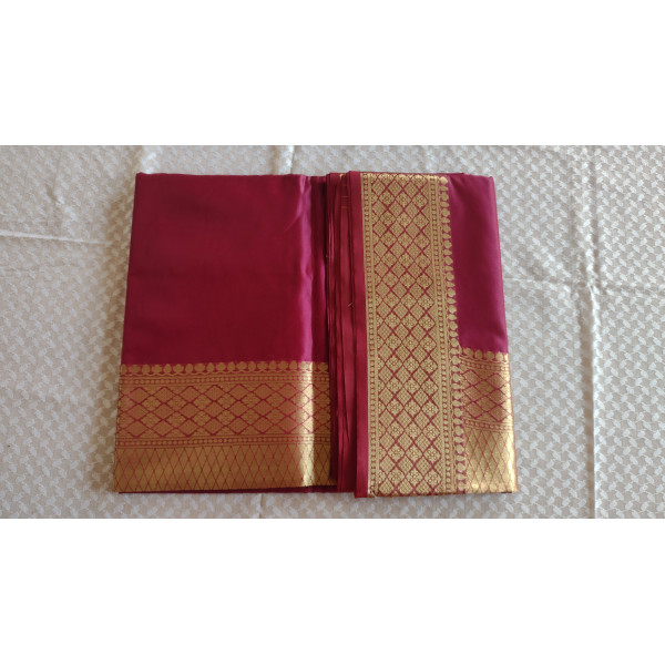 Pure Kanjeevaram Woven Silk Saree in Wine Red Color with Blouse Piece
