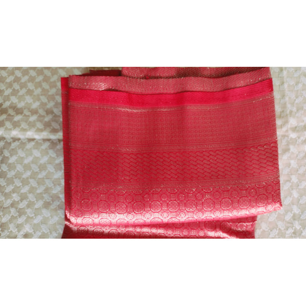 Premium Litchi Soft Silk Saree with Rich Pallu in Blush Pink [Unstitched Blouse]