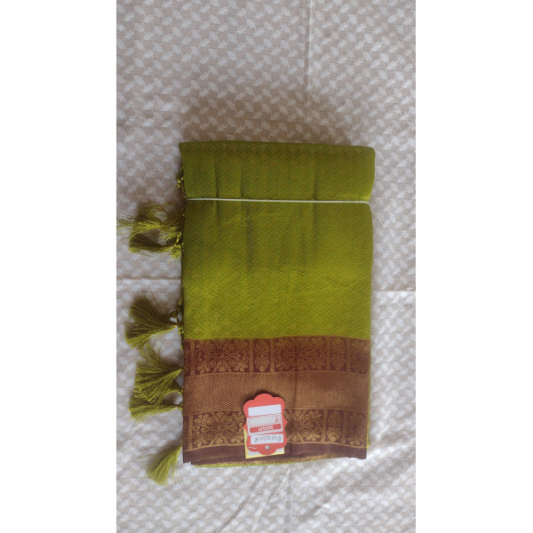 Premium Kanjeevaram Silk Saree in Parrot Green col...