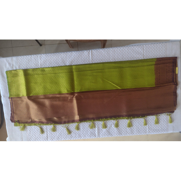 Premium Kanjeevaram Silk Saree in Parrot Green colour with Heavy Embroidery