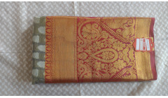 Premium Kancipuram Silk Saree with Golden Red Korv...