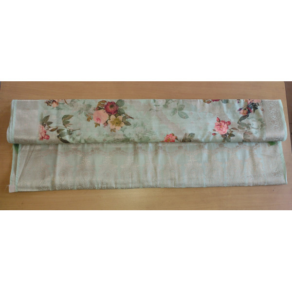 Digital Floral Print Sheer Organza Silk Saree in Pastel Green Colour