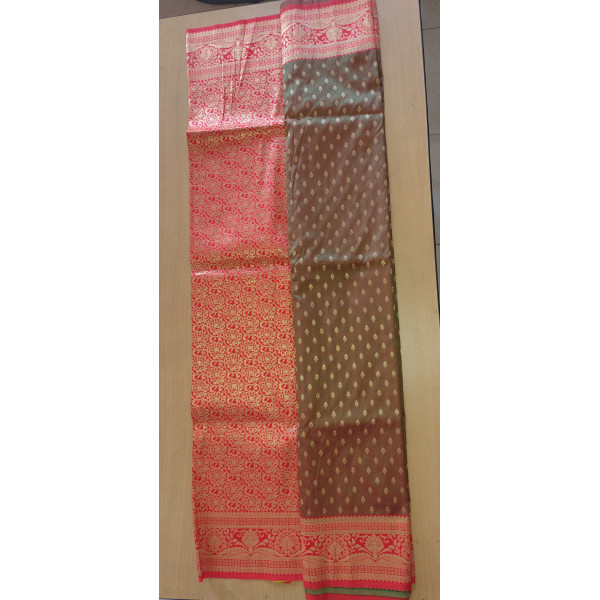 Pure Banarasi Silk Saree with Heavy Embroidery[Unstitched Blouse Piece]