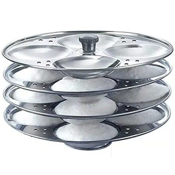 GR-4 Stainless Steel IDLI Making Stand Plate idli Stand Pack of 4 Idli Plates 16 Cavities
