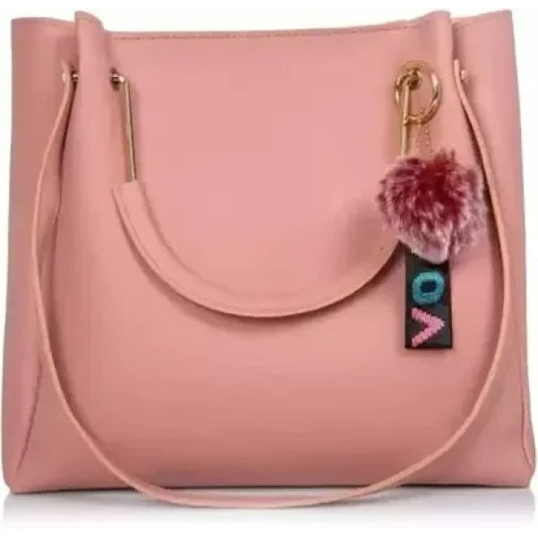 GR-Women Pink Solid Classy Handbags PU Leather Bag